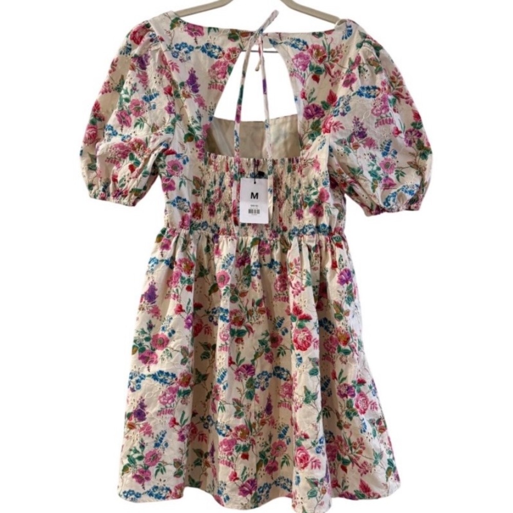 Sugarlips Floral Cottagecore Mini Dress Puff Sleeve NWT M‎ 100% Cotton Coquette